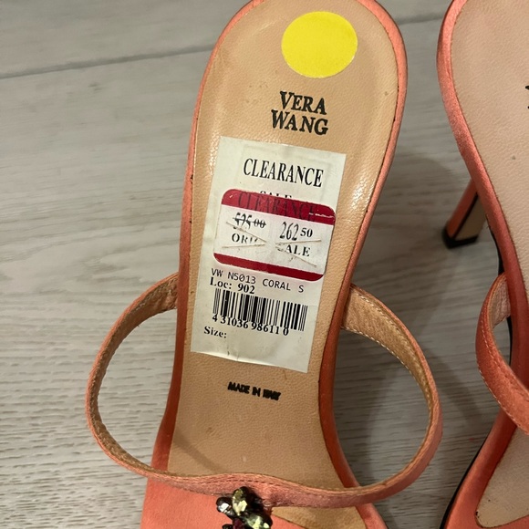 Vera Wang Coral Satin Embellished Heeled Sandals Size 5 Made in Italy - Picture 5 of 12